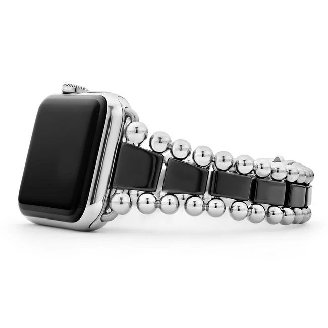 Lagos Smart Caviar Black Ceramic Watch Bracelet, 42-44mm