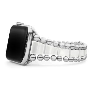 Lagos Smart Caviar White Ceramic Watch Bracelet, 42-44mm Bracelets Bailey's Fine Jewelry