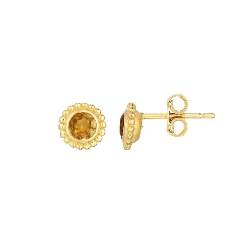 Citrine Floral Stud Earrings in 14k Yellow Gold
