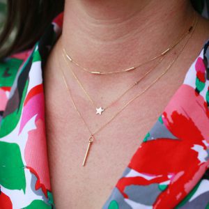 Star Necklace with Diamond in 14kt Yellow Gold