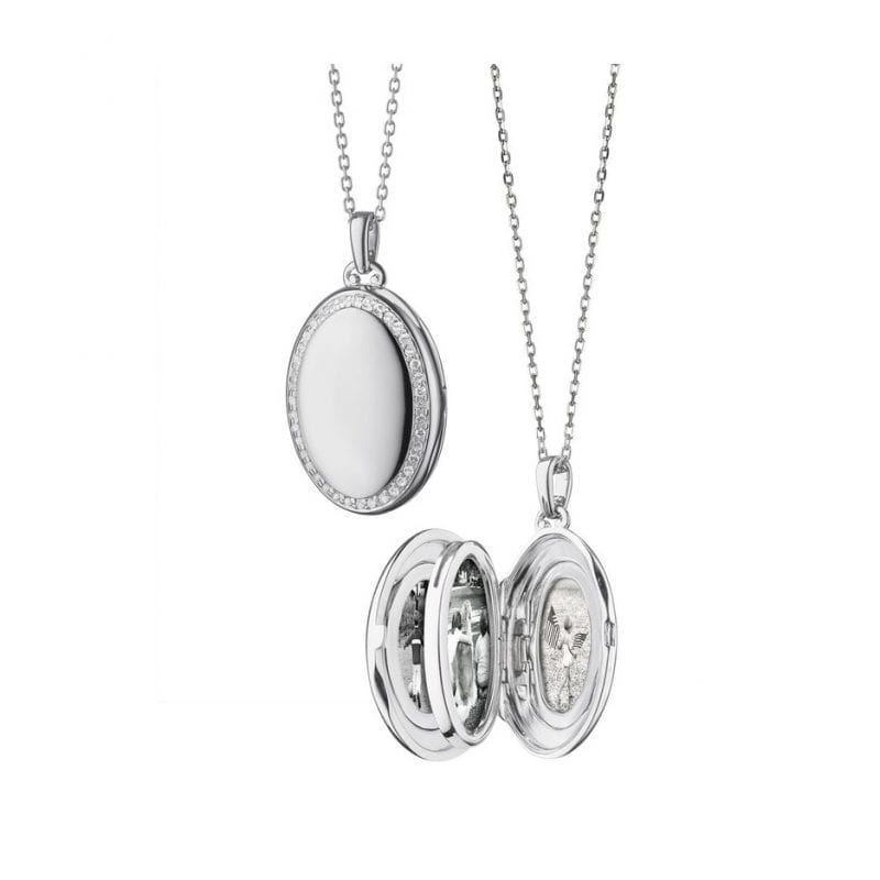 Monica Rich Kosann The Four "Midi" White Sapphire Locket in Sterling Silver