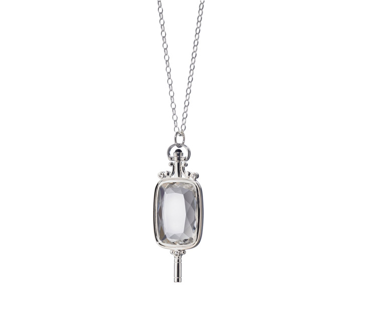 Monica Rich Kosann Rectangular Key Necklace with Rock Crystal Sterling Silver