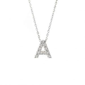 Sterling Silver Diamond Initial Pendant Necklace