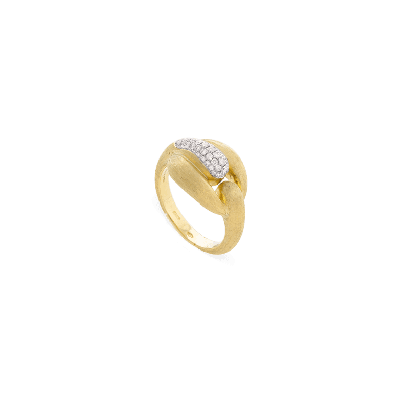Marco Bicego Large Link Ring with Diamonds in 18k Yellow Gold