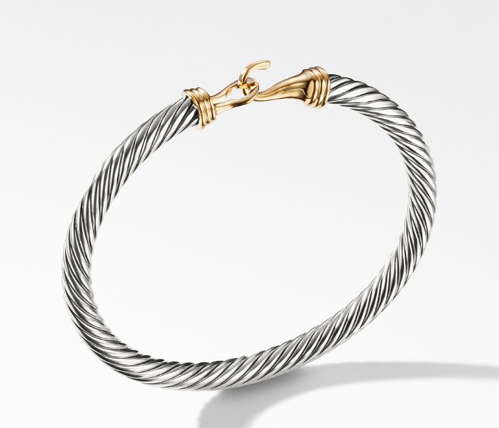 David Yurman Cable Buckle Bracelet with Gold, Size M