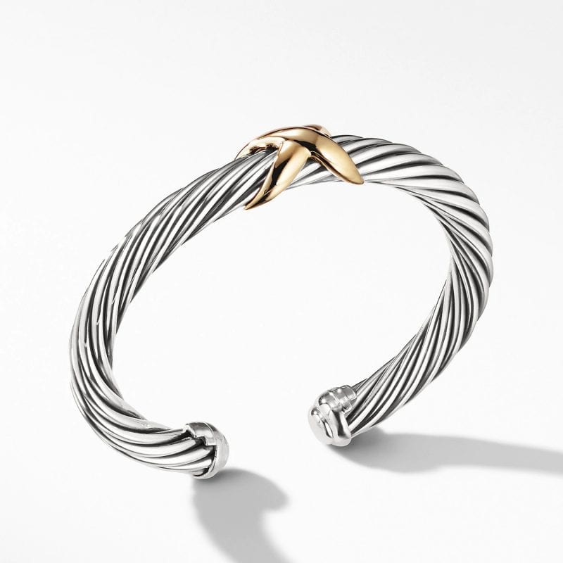 David Yurman X Bracelet with Gold, Size S