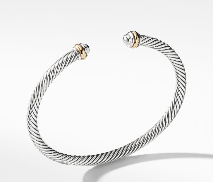 David Yurman Cable Classics Bracelet with Gold, Size L