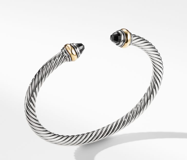David Yurman Cable Classic Bracelet with Black Onyx and Gold, Size M