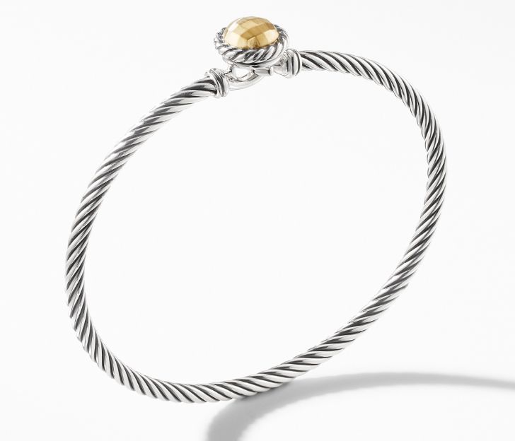 David Yurman Chatelaine Bracelet with Gold Dome and 18K Gold, Size M