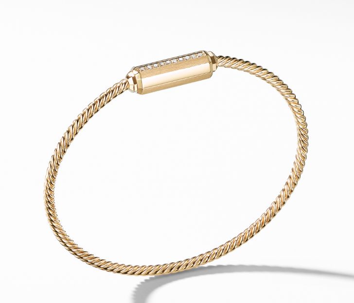 David Yurman Barrels Bracelet with Diamonds in 18K Gold, Size M
