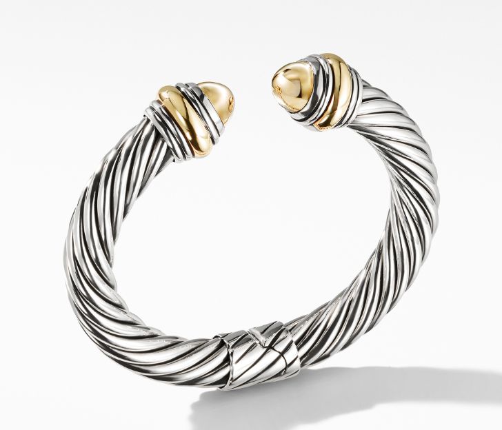 David Yurman Cable Classics Bracelet with Bonded Yellow Gold and 14K Gold, 10mm, Size L