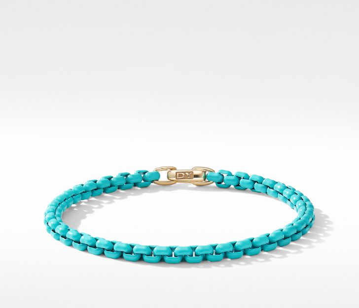 David Yurman Bel Aire Chain Bracelet in Turquoise with 14K Yellow Gold Accent, Size M