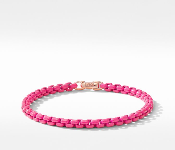 David Yurman Bel Aire Chain Bracelet in Hot Pink with 14K Rose Gold Accent, Size M