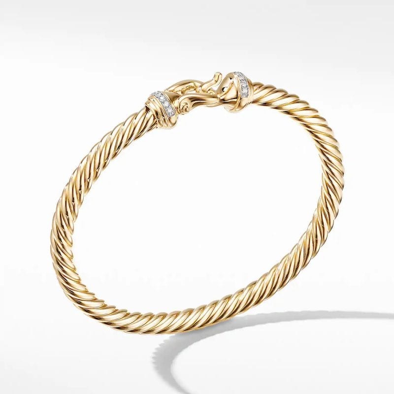 David Yurman Buckle Bracelet in 18K Yellow Gold with Diamonds, Size M