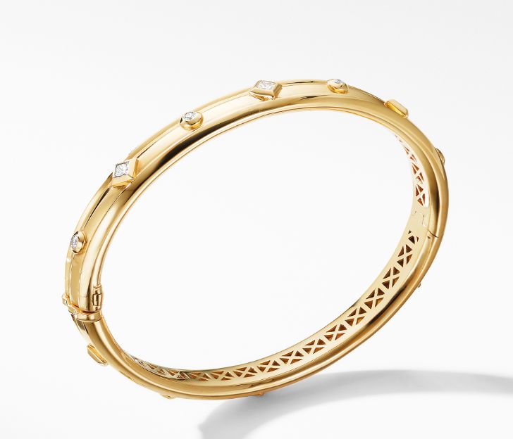 David Yurman Modern Renaissance Bracelet in 18K Yellow Gold with Diamonds, Size L