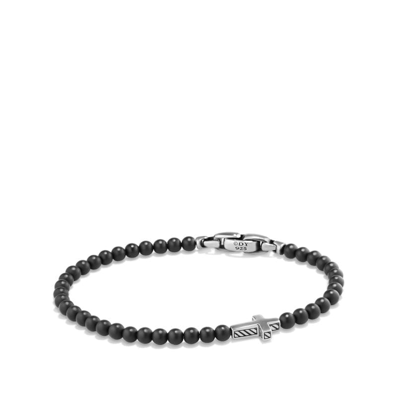David Yurman Spiritual Beads Cross Station Bracelet with Black Onyx, Size M