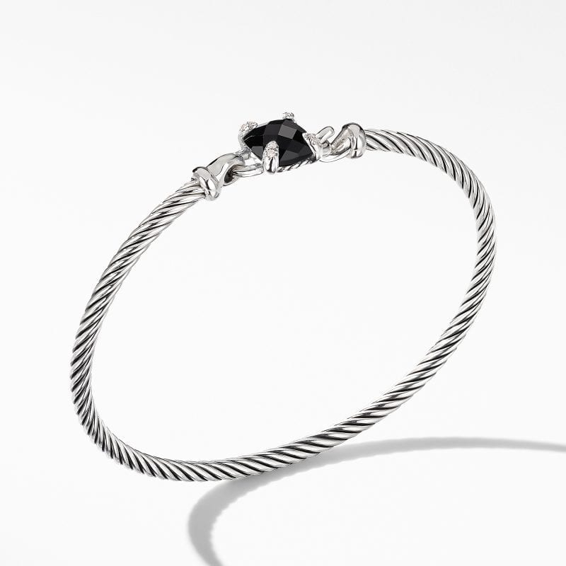 David Yurman Chatelaine Bracelet with Black Onyx and Diamonds, Size S