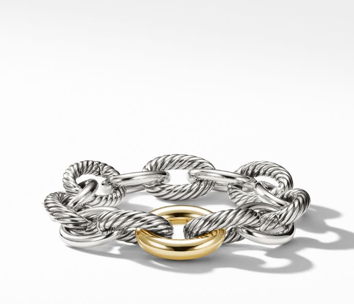 David Yurman Oval Extra-Large Link Bracelet with Gold, 8 IN