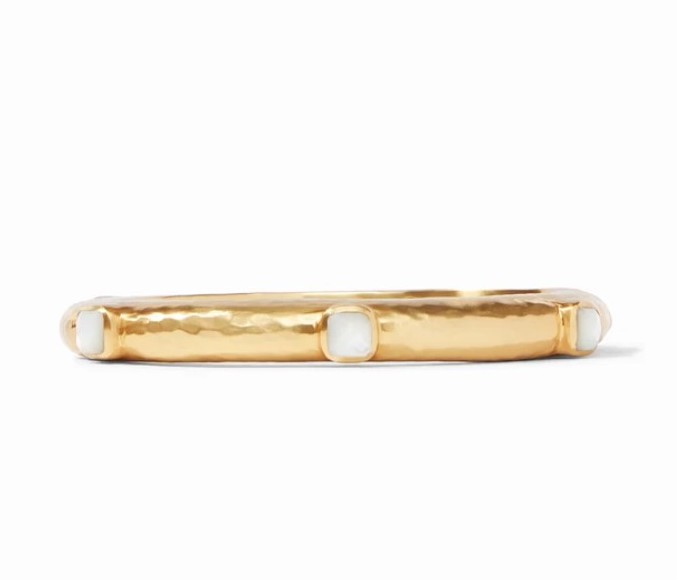 Julie Vos 24kt Yellow Gold Plate Catalina Hinge Bangle Bracelet In Mother  Of Pearl