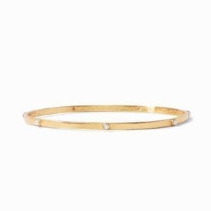 Julie Vos 24kt Yellow Gold Plate Crescent Bangle in Pearl