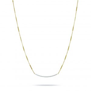 Marco Bicego Goa Pave Diamond Bar Necklace in 18kt Yellow Gold