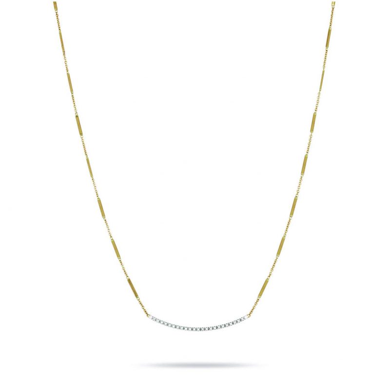 Marco Bicego Goa Pave Diamond Bar Necklace in 18kt Yellow Gold