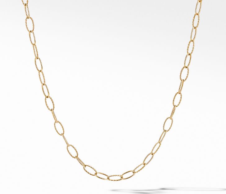 David Yurman Stax Elongated Oval Link Necklace in 18K Yellow Gold, 20 IN