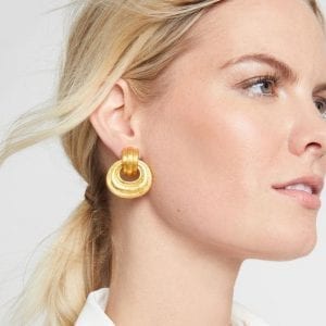 Julie Vos 24kt Yellow Gold Plate Barcelona Doorknocker Clip Earrings
