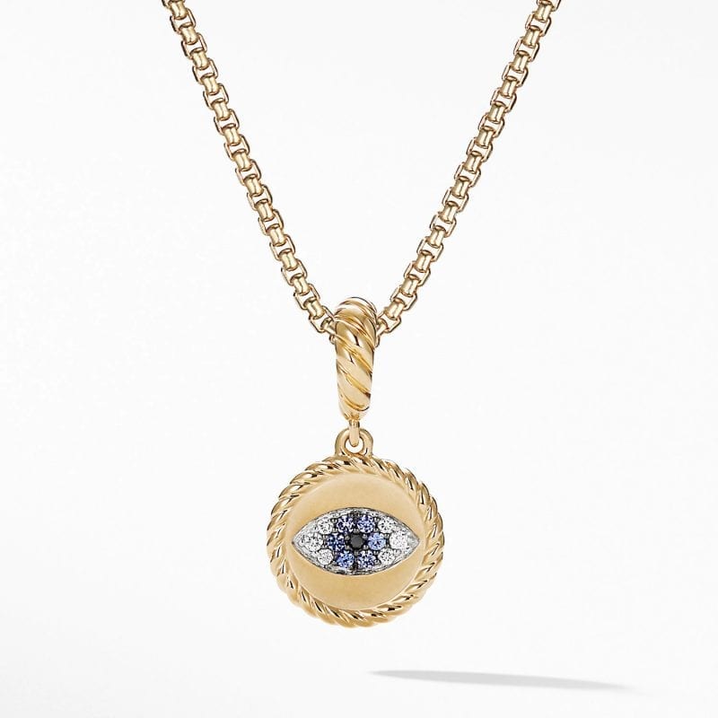 David Yurman Evil Eye Aumlet with Diamonds and Blue Saphires in 18k Gold