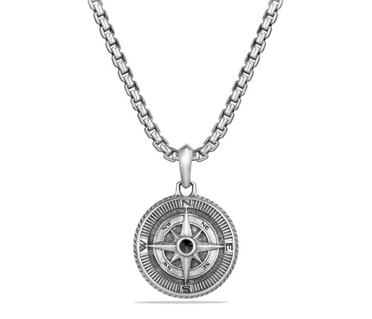 David Yurman Maritime Compass Amulet with Black Diamonds