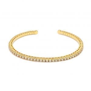 Diamond Flex Cuff Bracelet in 14k Yellow Gold Bracelets Bailey's Fine Jewelry