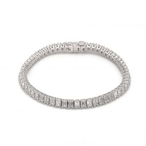 Emerald Cut Diamond Tennis Bracelet in 18k White Gold Bracelets Bailey's Fine Jewelry