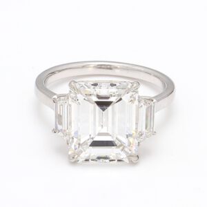 Emerald Cut Diamond 3 Stone Platinum Engagement Ring Engagement Rings Bailey's Fine Jewelry