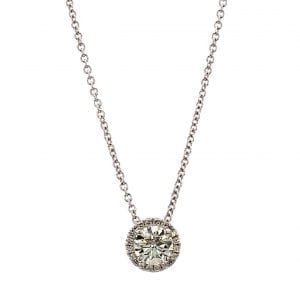Diamond Halo Pendant Necklace in 18k White Gold