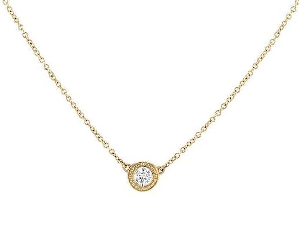 Bezel Set Diamond Pendant Necklace 