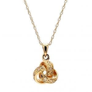 Bailey's Icon Collection 16" Diamond Love Knot Pendant in 14k Yellow Gold