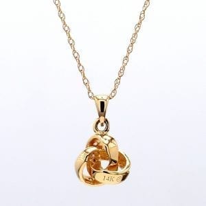 Bailey's Icon Collection 16" Diamond Love Knot Pendant in 14k Yellow Gold