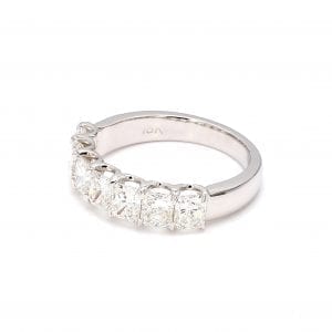Radiant Cut Diamond Seven Stone Ring in 18k White Gold