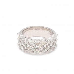 Marquise Diamond Multi-Row Ring in 14k White Gold