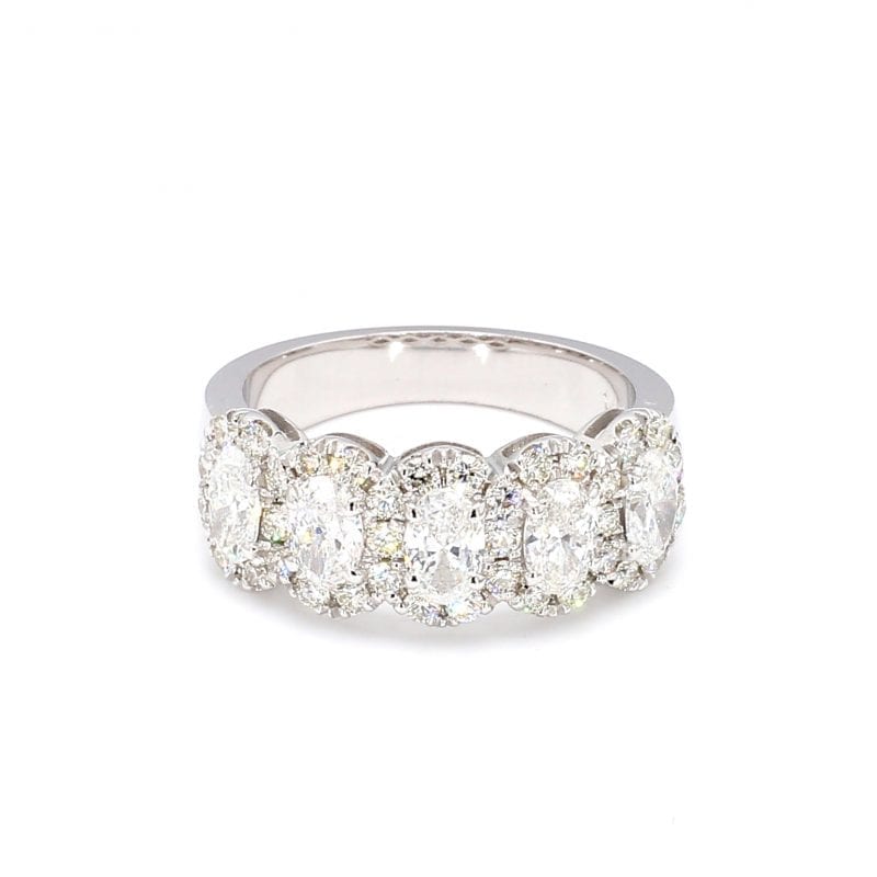 Oval Diamond Halo Ring in 14k White Gold