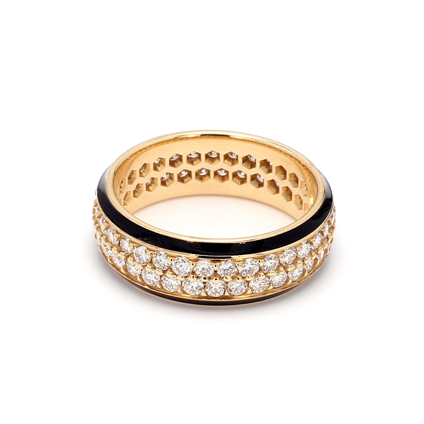 Pave Diamond Band With Enamel in 14k Yellow Gold – Bailey's Fine Jewelry