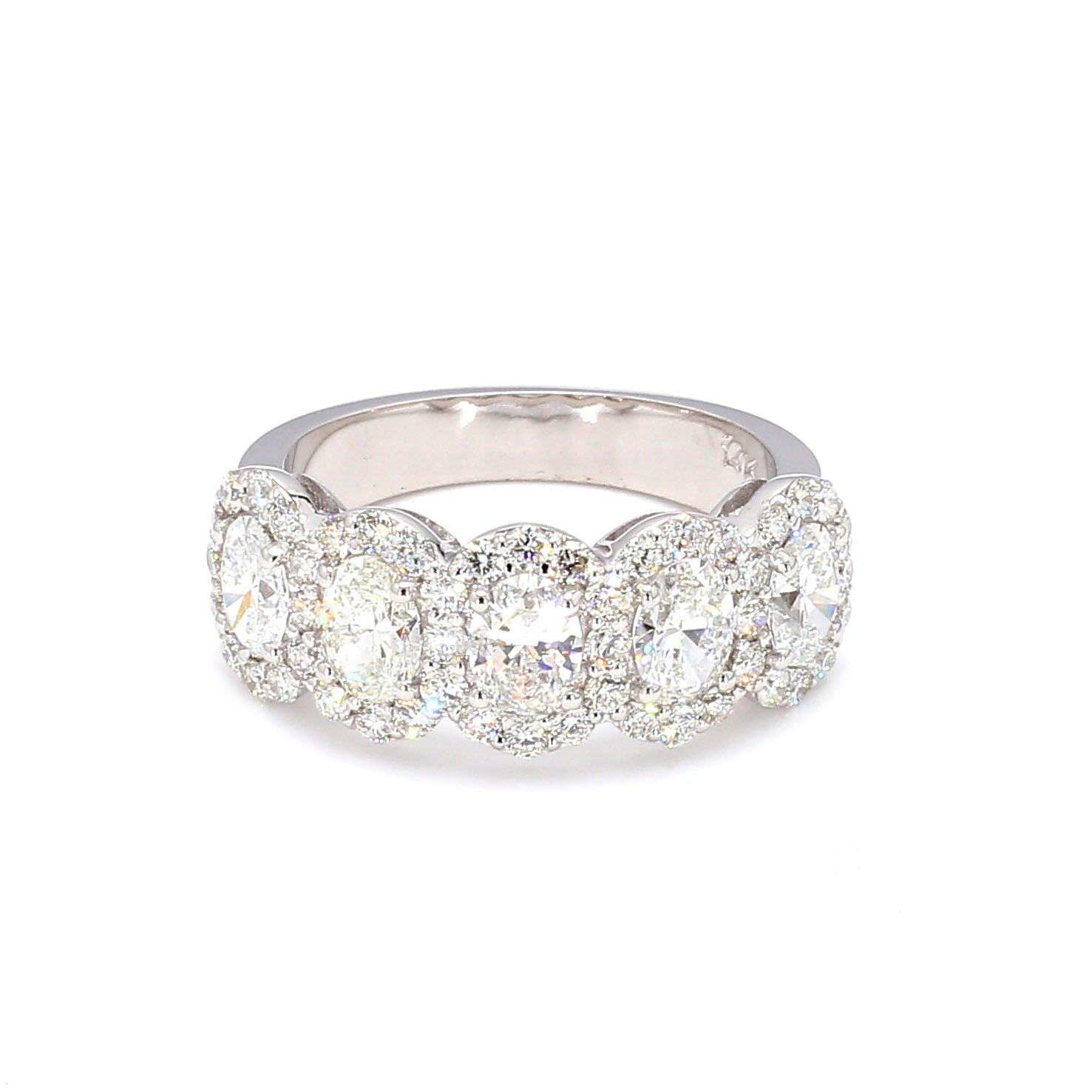  Five Stone Diamond Halo Ring  in 18k White Gold Bailey s 