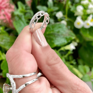 silver ring on floral background