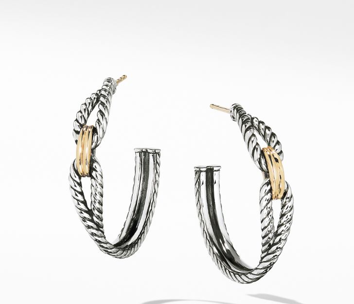 David Yurman Cable Loop Hoop Earrings with 18K Gold