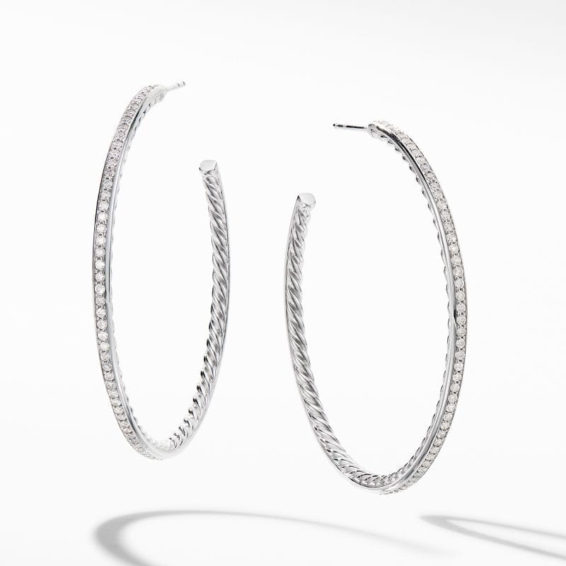 David Yurman Large Hoop Earrings with Pave Diamonds
