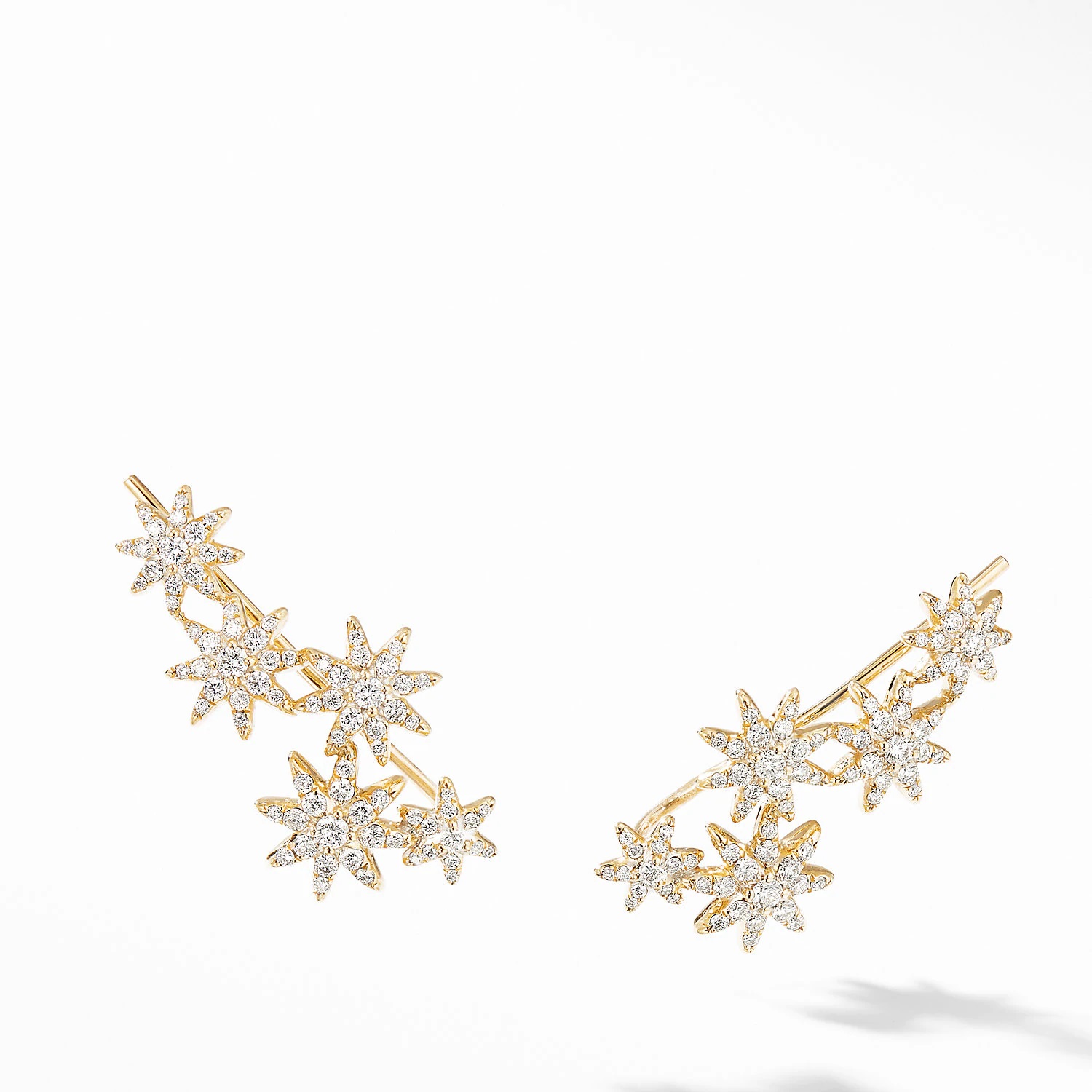 David Yurman Starburst Climber Earrings in 18K Yellow Gold with Pave ...