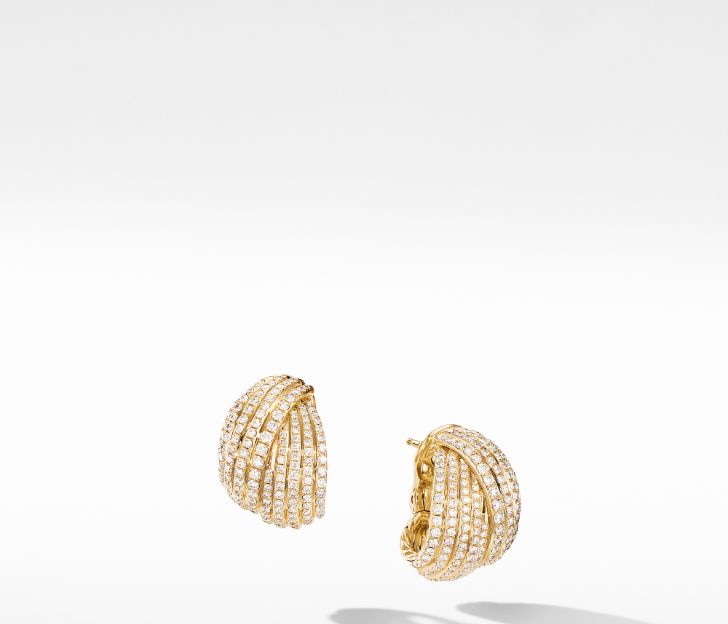 David Yurman Origami Shrimp Earrings in 18K Yellow Gold with Diamonds ...