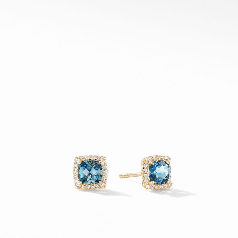 Petite Albion Stud Earrings with Blue Topaz and Pave Diamonds by David  Yurman  Diamond Cellar