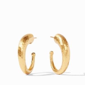 Julie Vos 24kt Gold Plate Medium Hammered Hoop Earrings