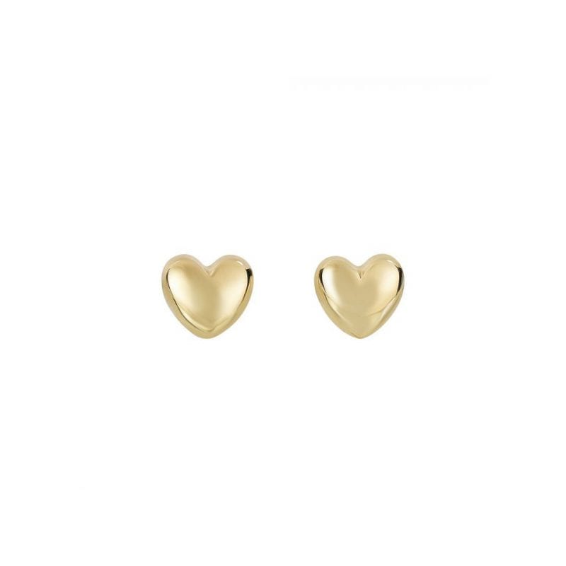 Puffy Heart Stud Earrings in 14kt Yellow Gold